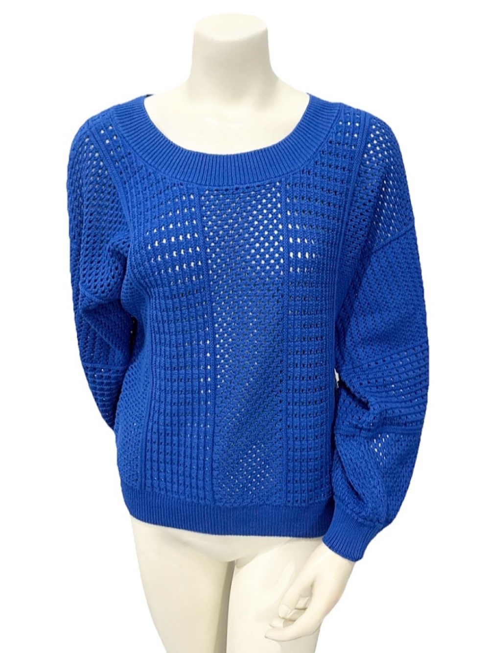 Anthropologie MOTH Blue Open Knit Pullover Sweater M - Picture 2 of 9
